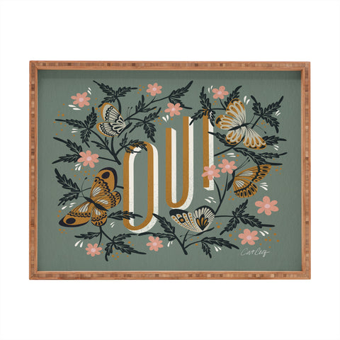 Cat Coquillette Oui Butterflies Mint Gold Rectangular Tray