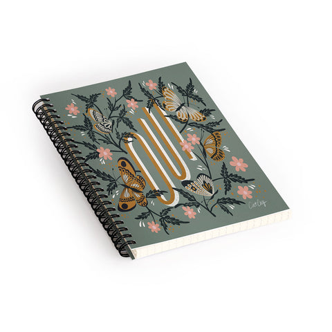 Cat Coquillette Oui Butterflies Mint Gold Spiral Notebook