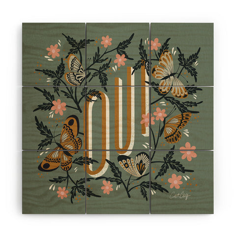 Cat Coquillette Oui Butterflies Mint Gold Wood Wall Mural