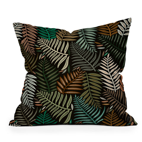 Cat Coquillette Palm Pattern Khaki Green Outdoor Throw Pillow