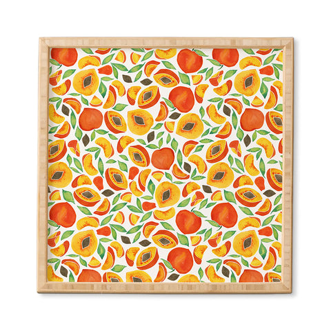 Cat Coquillette Peaches Green Leaves Framed Wall Art