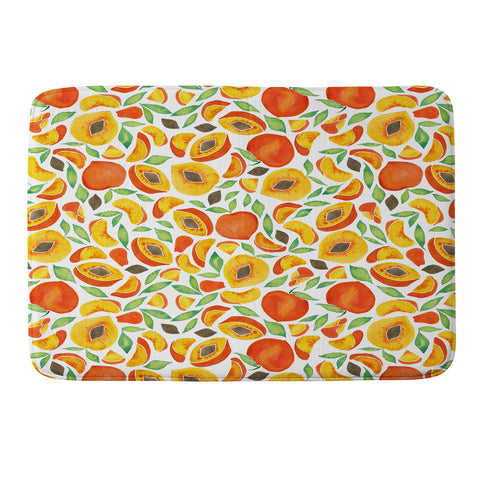 Cat Coquillette Peaches Green Leaves Memory Foam Bath Mat