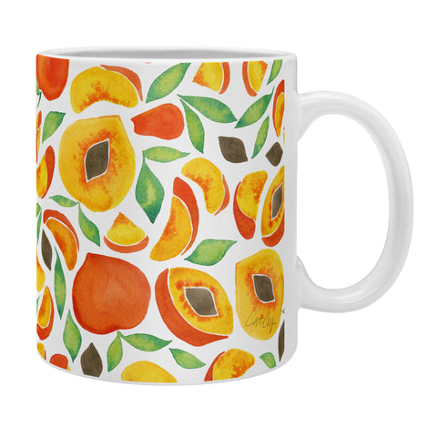 Cat Coquillette Peaches Green Leaves Coffee Mug