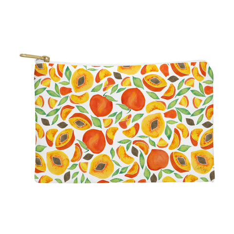 Cat Coquillette Peaches Green Leaves Pouch