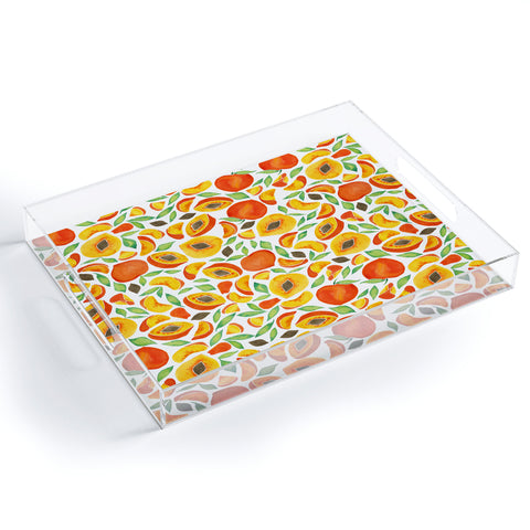 Cat Coquillette Peaches Green Leaves Acrylic Tray