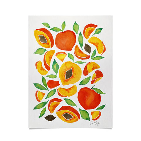 Cat Coquillette Peaches Green Leaves Poster