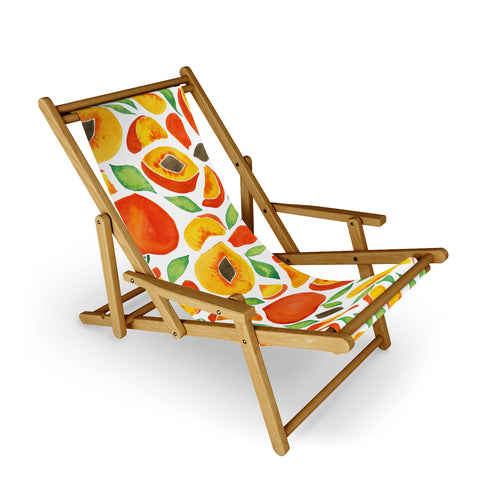 Cat Coquillette Peaches Green Leaves Sling Chair