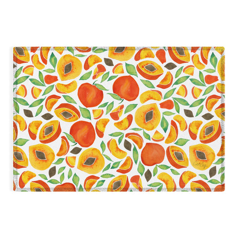 Cat Coquillette Peaches Green Leaves Outdoor Rug