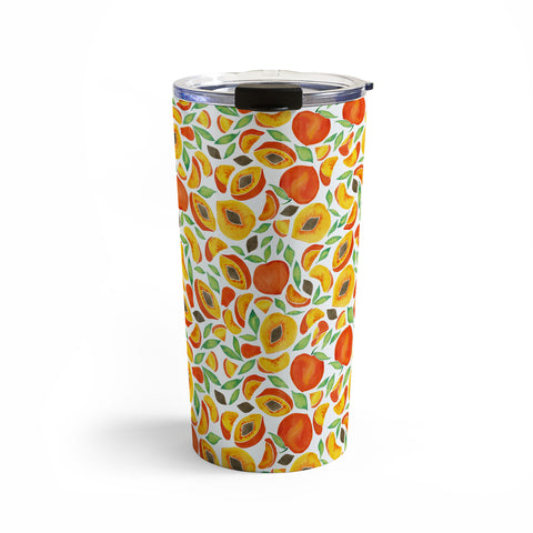 Cat Coquillette Peaches Green Leaves Travel Mug