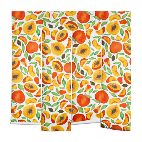 Cat Coquillette Peaches Green Leaves Wall Mural
