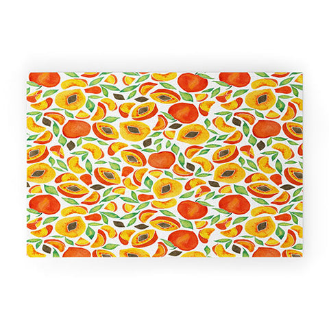 Cat Coquillette Peaches Green Leaves Welcome Mat