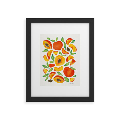 Cat Coquillette Peaches Green Leaves Framed Art Print