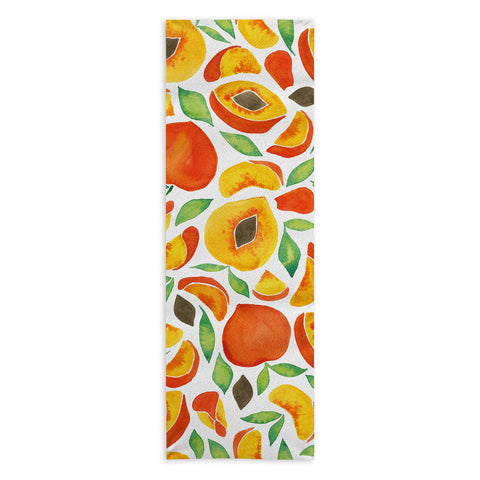 Cat Coquillette Peaches Green Leaves Yoga Towel