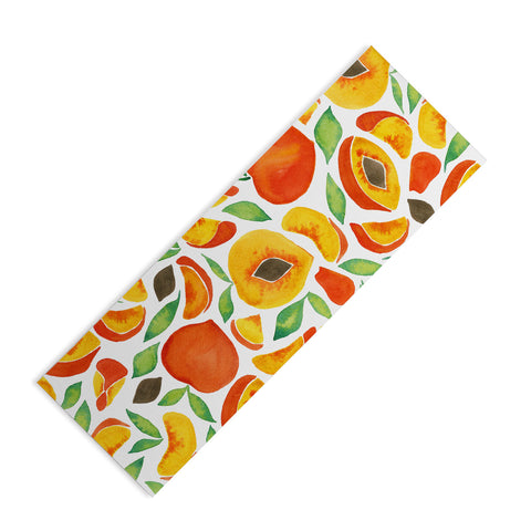 Cat Coquillette Peaches Green Leaves Yoga Mat