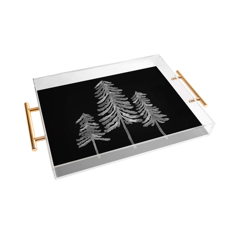 Cat Coquillette Pine Trees Black Ink2 Acrylic Tray