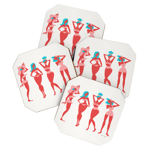 Cat Coquillette Retro Beach Bombshells Coaster Set
