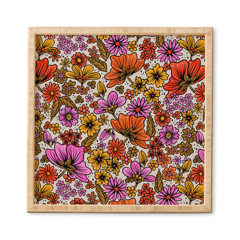 Cat Coquillette Retro Flower Power Pink Red Framed Wall Art