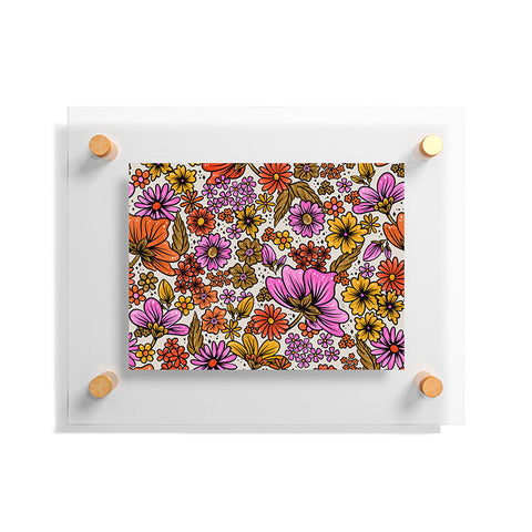 Cat Coquillette Retro Flower Power Pink Red Floating Acrylic Print
