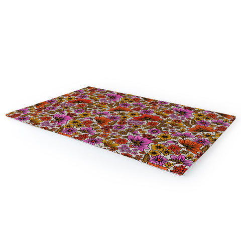 Cat Coquillette Retro Flower Power Pink Red Area Rug