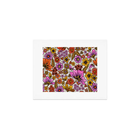 Cat Coquillette Retro Flower Power Pink Red Art Print