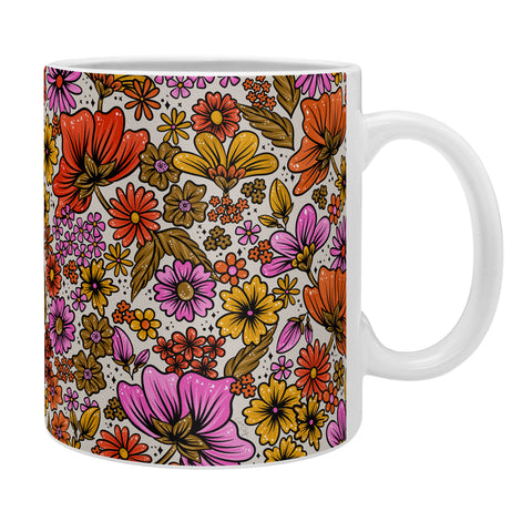 Cat Coquillette Retro Flower Power Pink Red Coffee Mug