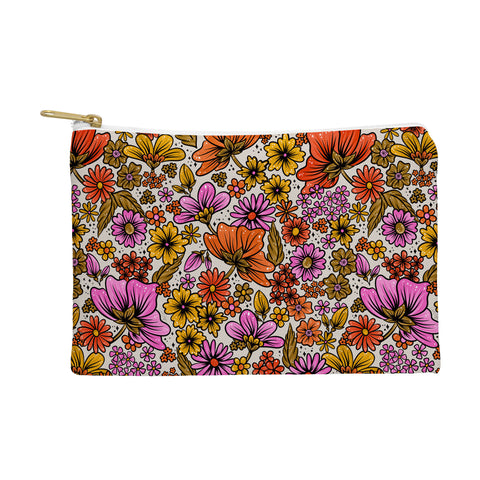 Cat Coquillette Retro Flower Power Pink Red Pouch