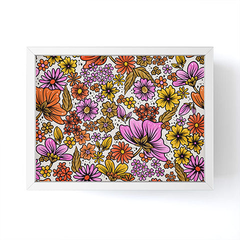 Cat Coquillette Retro Flower Power Pink Red Framed Mini Art Print