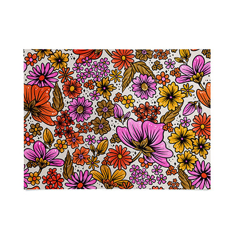 Cat Coquillette Retro Flower Power Pink Red Poster