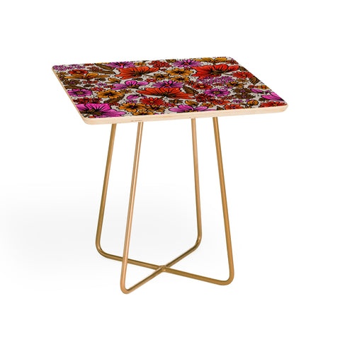 Cat Coquillette Retro Flower Power Pink Red Side Table