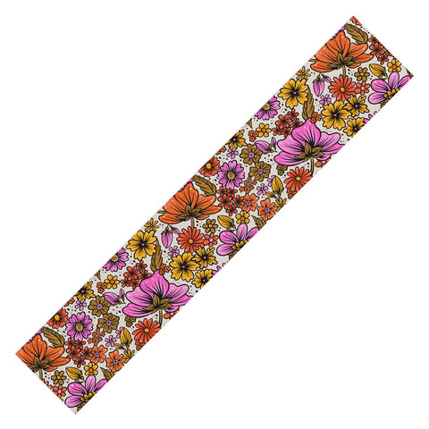 Cat Coquillette Retro Flower Power Pink Red Table Runner