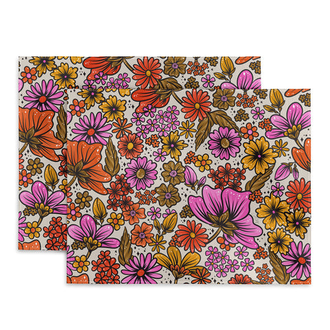 Cat Coquillette Retro Flower Power Pink Red Placemat