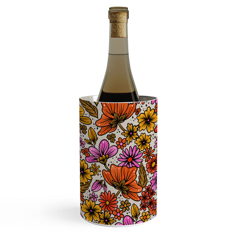 Cat Coquillette Retro Flower Power Pink Red Wine Chiller