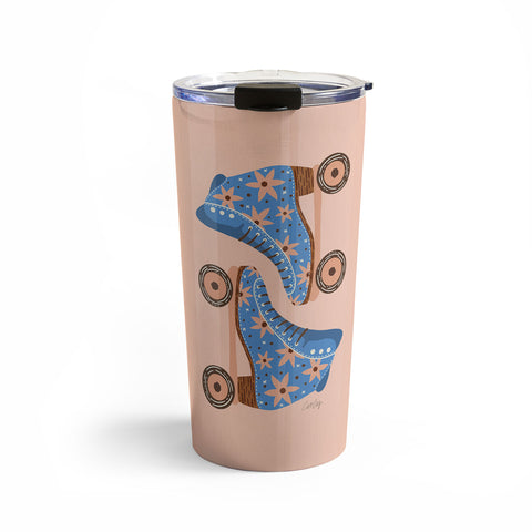 Cat Coquillette Retro Roller Skates Blue Travel Mug