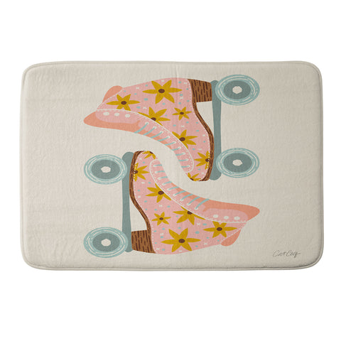 Cat Coquillette Retro Roller Skates Blush Memory Foam Bath Mat