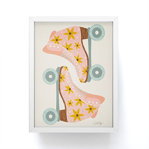 Cat Coquillette Retro Roller Skates Blush Framed Mini Art Print