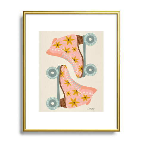 Cat Coquillette Retro Roller Skates Blush Metal Framed Art Print