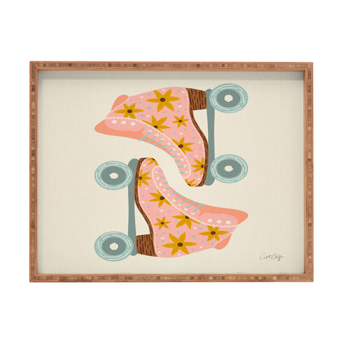 Cat Coquillette Retro Roller Skates Blush Rectangular Tray