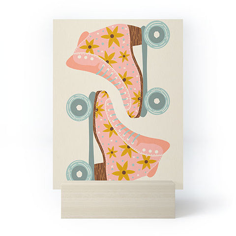 Cat Coquillette Retro Roller Skates Blush Mini Art Print