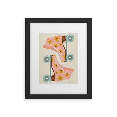 Cat Coquillette Retro Roller Skates Blush Framed Art Print