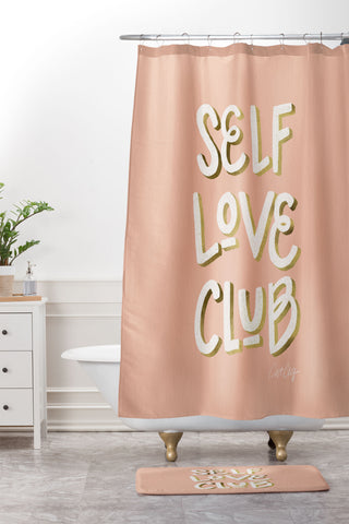 Cat Coquillette Self Love Club Blush Gold Shower Curtain And Mat