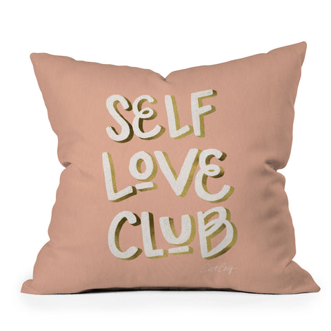 Cat Coquillette Self Love Club Blush Gold Outdoor Throw Pillow