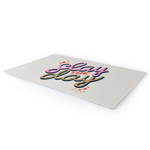 Cat Coquillette Slay the Day Coral Pink Area Rug
