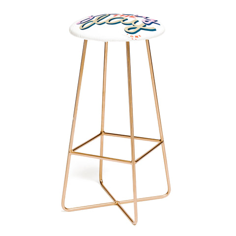 Cat Coquillette Slay the Day Coral Pink Bar Stool