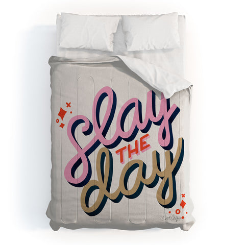Cat Coquillette Slay the Day Coral Pink Comforter