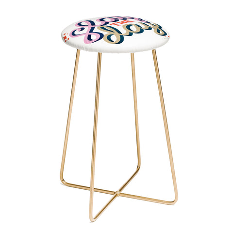 Cat Coquillette Slay the Day Coral Pink Counter Stool