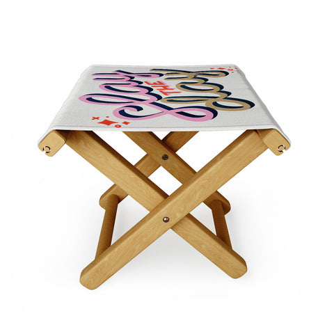 Cat Coquillette Slay the Day Coral Pink Folding Stool