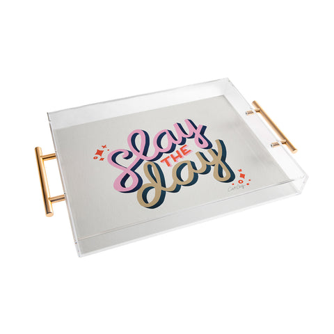 Cat Coquillette Slay the Day Coral Pink Acrylic Tray