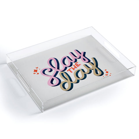 Cat Coquillette Slay the Day Coral Pink Acrylic Tray