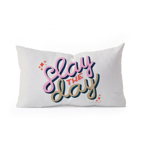 Cat Coquillette Slay the Day Coral Pink Oblong Throw Pillow