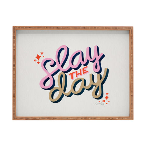 Cat Coquillette Slay the Day Coral Pink Rectangular Tray